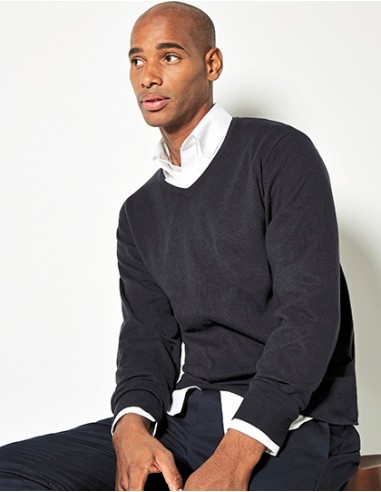 K-KK352-Regular Fit Arundel V-Neck Sweater